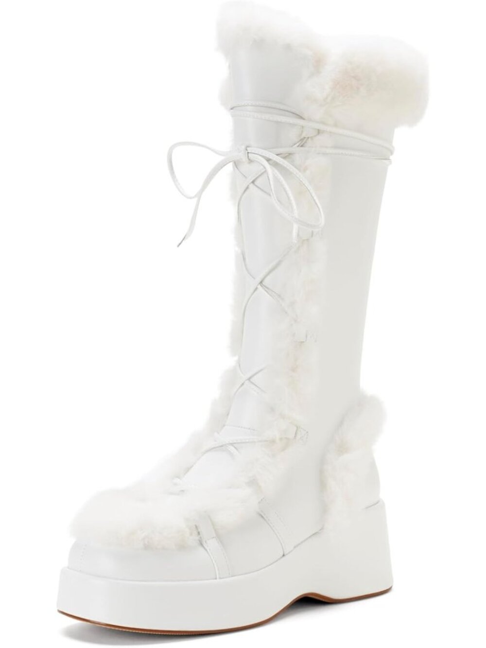 Cozy Knee High Winter Boots for Women - Faux Fur, Lace-Up, Side Zipper, Warm